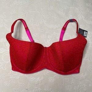 NWT Cacique Lightly Lined Sexy Scoop Balconette Bra Women Size 38H Red
